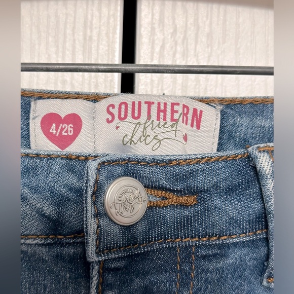 Southern‎ Fried Chics Classic 5 Pocket Distressed Flare Jeans Size 4 NWT - Picture 5 of 6